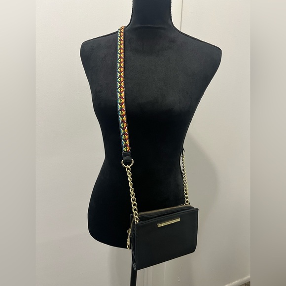 Steve Madden Black Crossbody Bag with Multicolor Strap - Picture 1 of 14